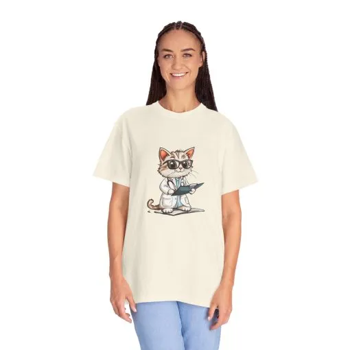 Funny Cat Doctor Unisex Garment-Dyed T-Shirt - Image 17