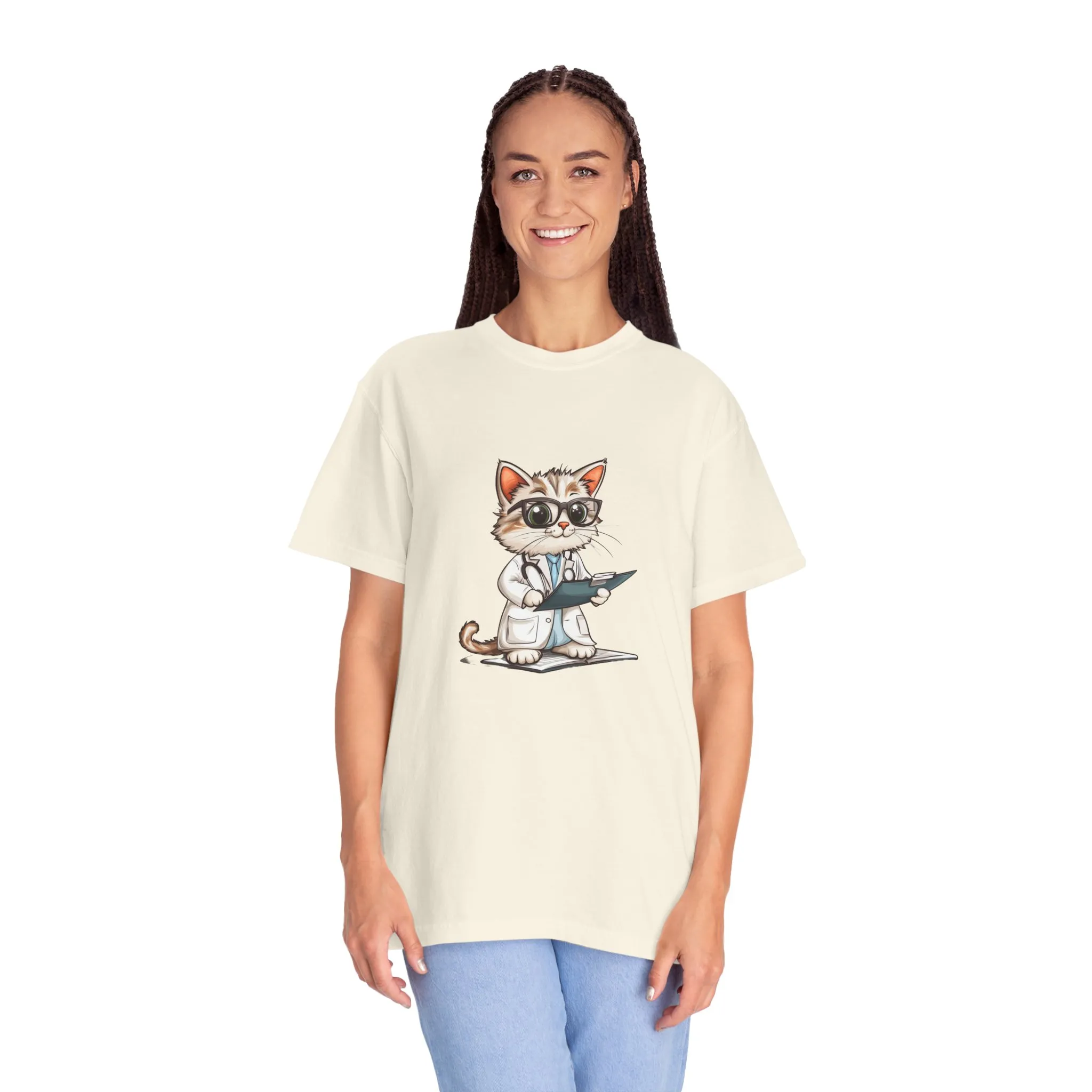 Funny Cat Doctor Unisex Garment-Dyed T-Shirt - Image 17