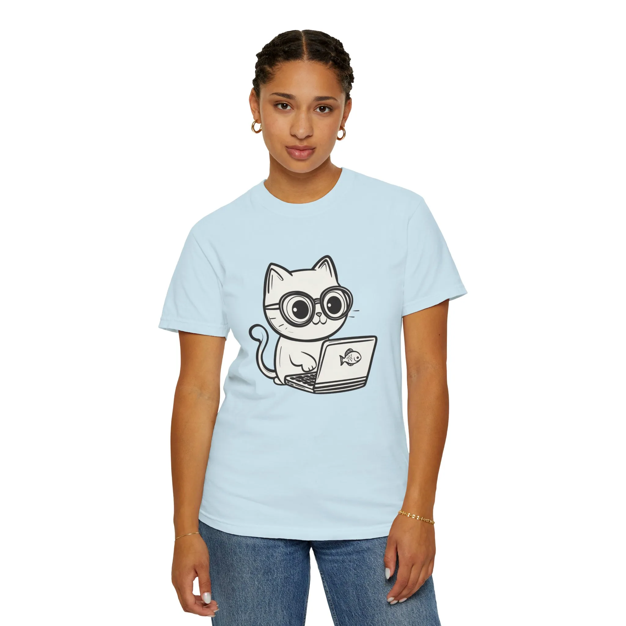 Cute Cat Gamer Unisex Garment-Dyed T-Shirt - Image 20