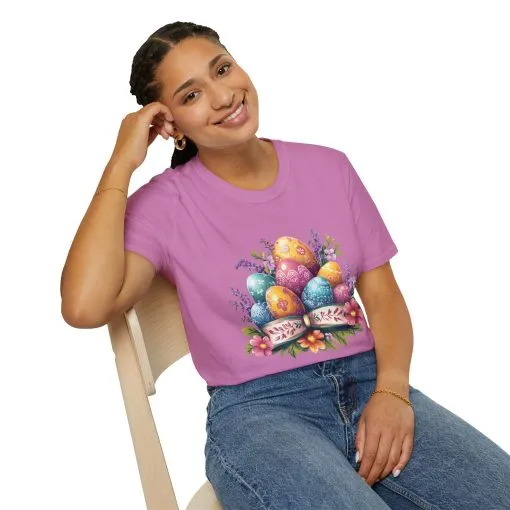 Easter Floral Eggs Unisex Softstyle T-Shirt - Image 4