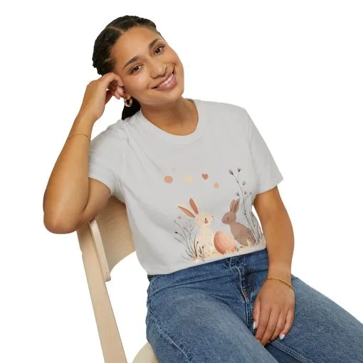 Spring Bunny Love Unisex Softstyle T-Shirt - Cute Floral Design for Easter Celebrations - Image 12