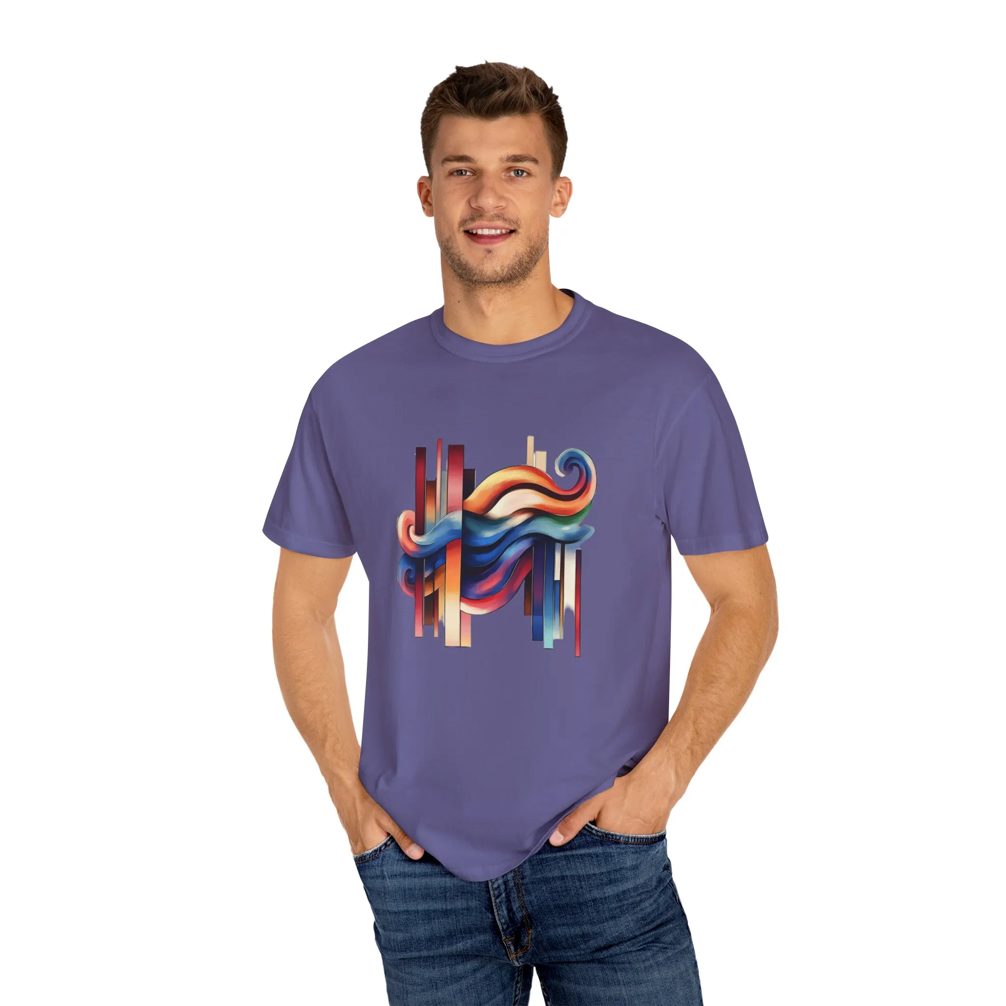 Colorful Abstract Art Unisex Garment-Dyed T-Shirt | Trendy Graphic Tee for Art Lovers - Image 35