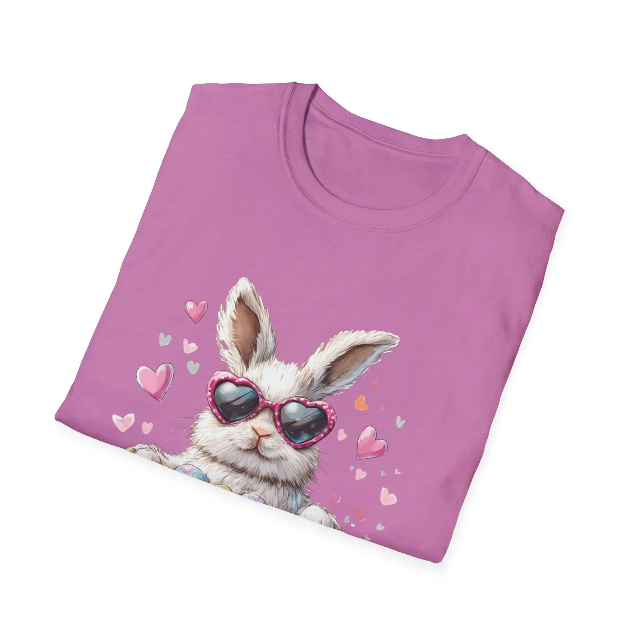 Cute Bunny Easter T-Shirt - Unisex Softstyle Tee with Colorful Egg Design - Image 48