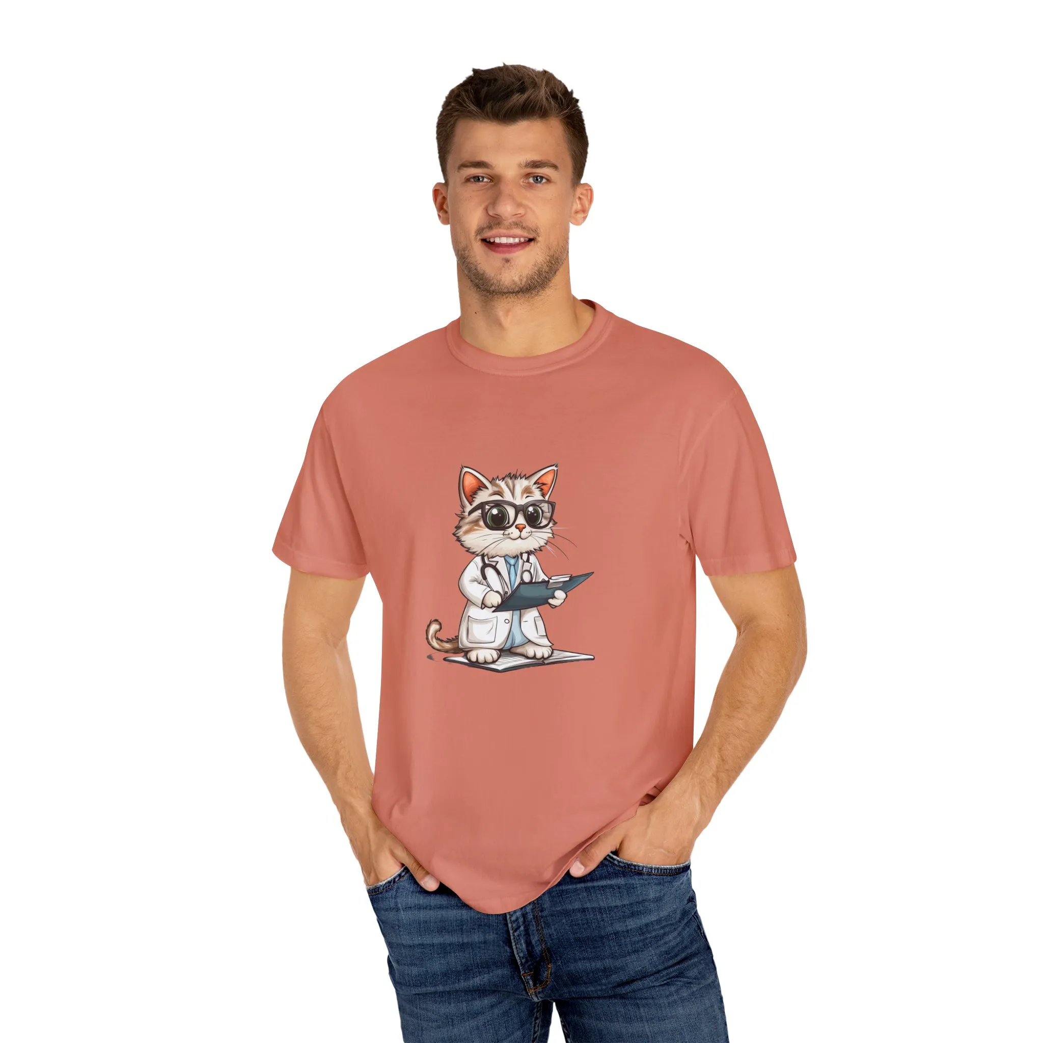 Funny Cat Doctor Unisex Garment-Dyed T-Shirt - Image 11