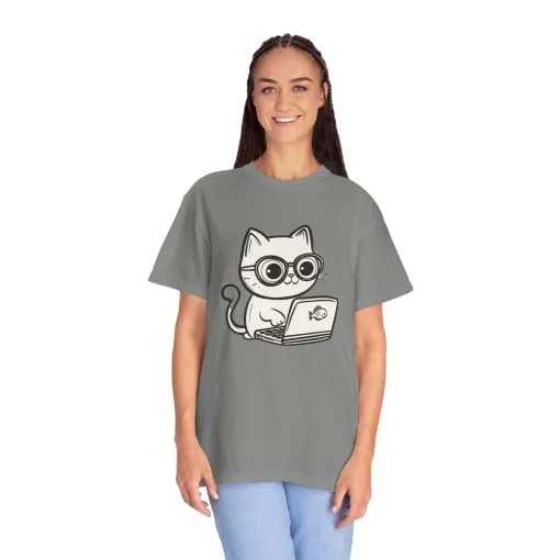 Cute Cat Gamer Unisex Garment-Dyed T-Shirt - Image 28