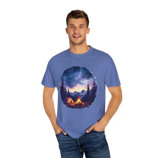 Campfire Night Sky Unisex Garment-Dyed T-Shirt - Image 15