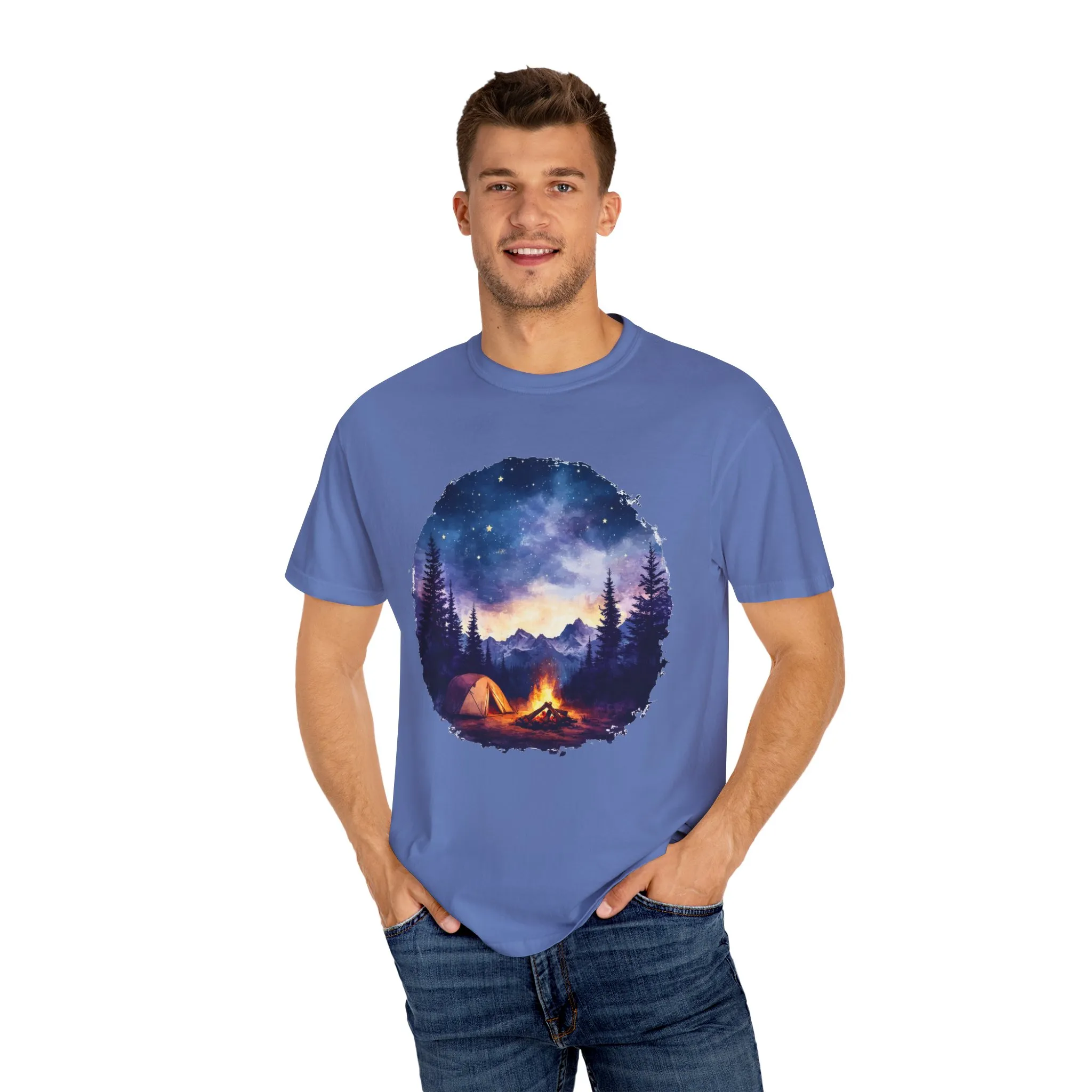 Campfire Night Sky Unisex Garment-Dyed T-Shirt - Image 15