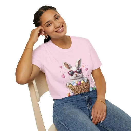 Cute Bunny Easter T-Shirt - Unisex Softstyle Tee with Colorful Egg Design - Image 55