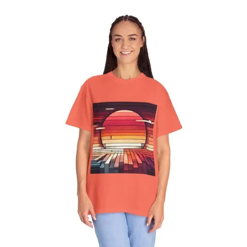Retro Sunset Piano Unisex Garment-Dyed T-Shirt - Image 16