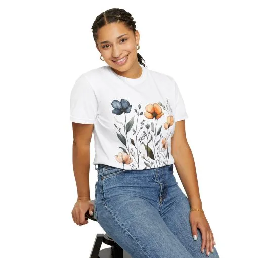 Floral Garden Unisex Garment-Dyed T-Shirt - Eco-Friendly Spring Wear - Image 4