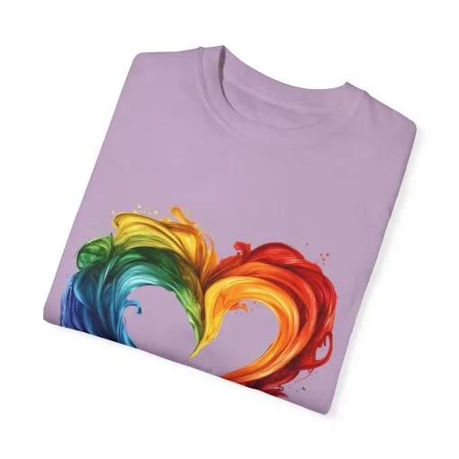Pride Heart Unisex Garment-Dyed T-shirt - Colorful Rainbow Design for LGBTQ+ Celebration - Image 38