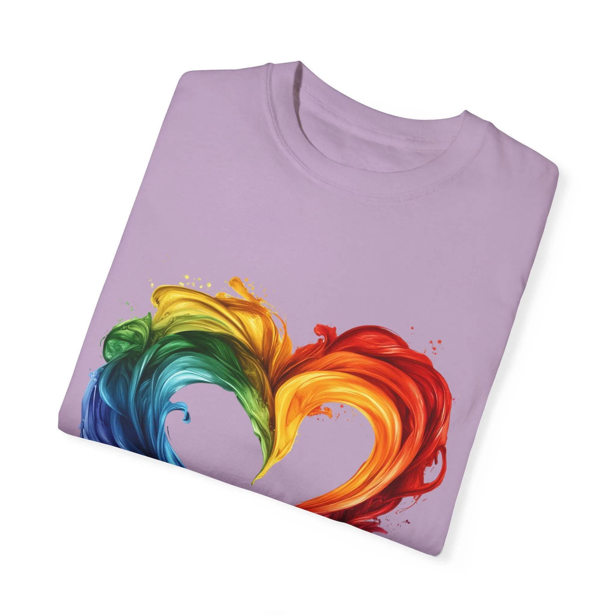 Pride Heart Unisex Garment-Dyed T-shirt - Colorful Rainbow Design for LGBTQ+ Celebration - Image 38