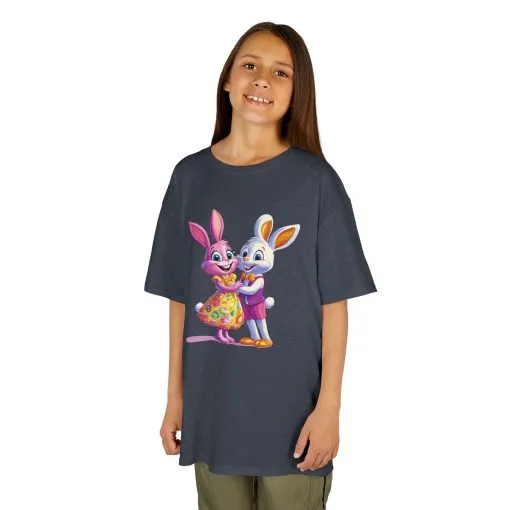 Cute Bunny Love Kids Heavy Cotton Tee - Adorable Cartoon Design for Spring Celebrations - Image 21