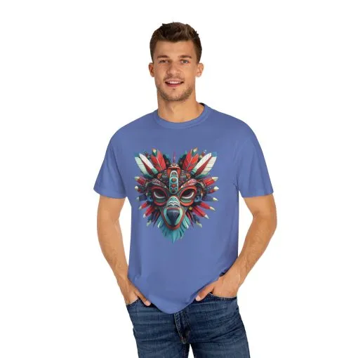 Vibrant Tribal Mask Unisex Garment-Dyed T-Shirt | Unique Festival Fashion - Image 28