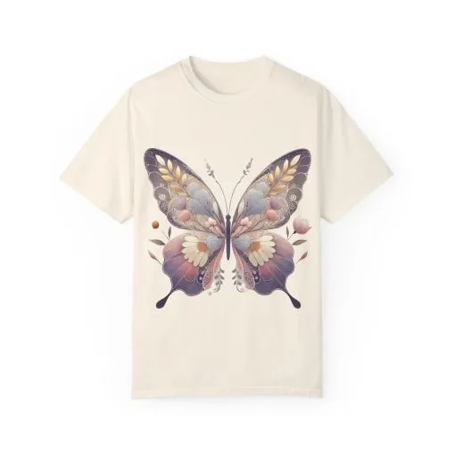 Butterfly Wings Unisex Garment-Dyed T-Shirt - Nature-Inspired Design - Image 9