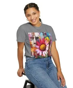 Colorful Floral Art Unisex Garment-Dyed T-Shirt