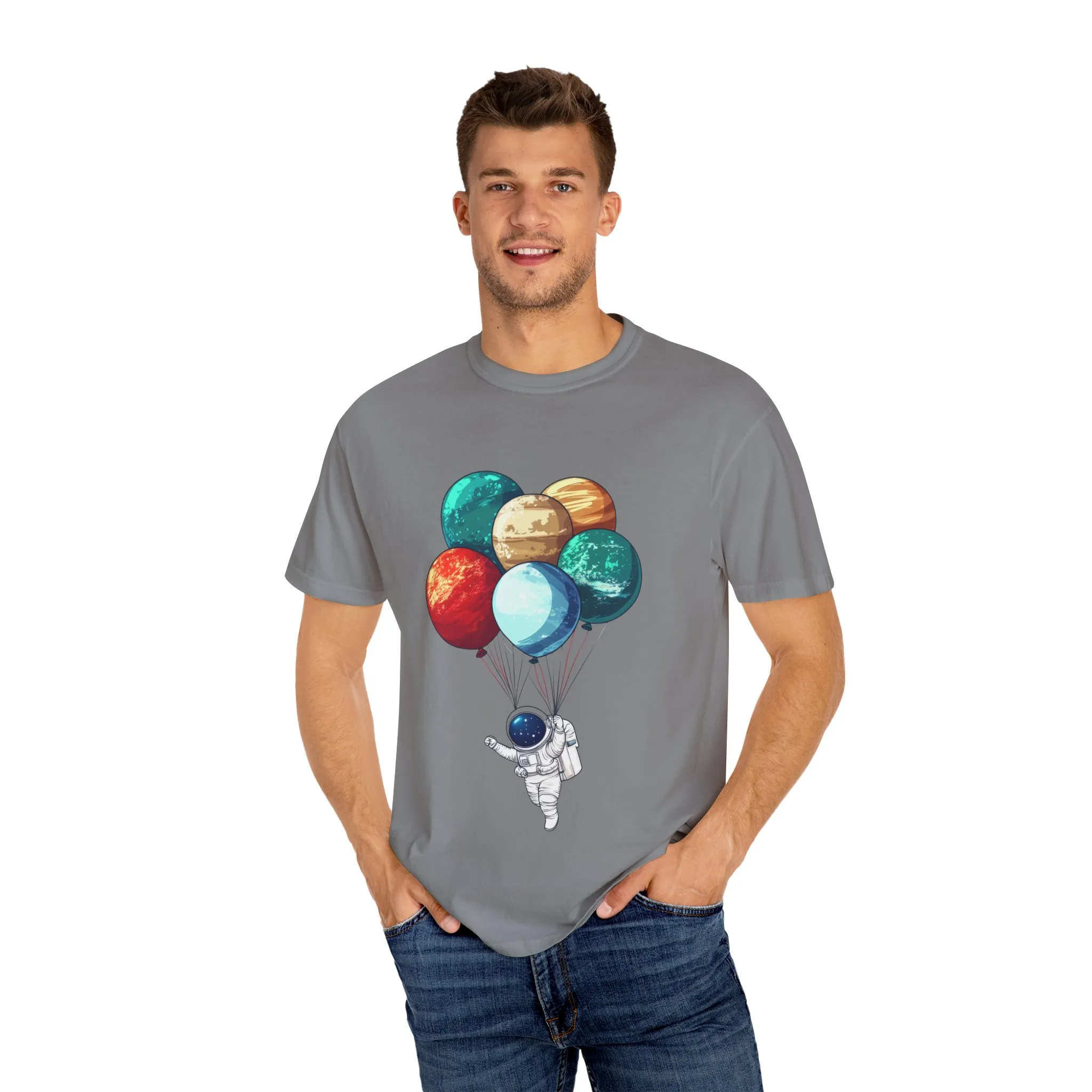 Astronauts and Planets Graphic T-Shirt - Unisex Garment-Dyed Tee - Image 7