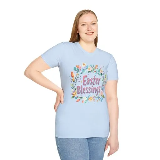Easter Blessings Unisex Softstyle T-Shirt – Spring Floral Design - Image 29