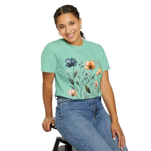 Floral Garden Unisex Garment-Dyed T-Shirt - Eco-Friendly Spring Wear - Image 24