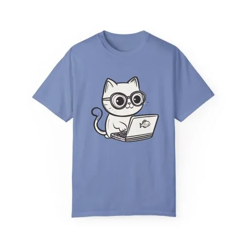 Cute Cat Gamer Unisex Garment-Dyed T-Shirt - Image 21