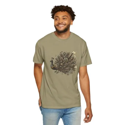 Steampunk Peacock Unisex Garment-Dyed T-Shirt - Image 20