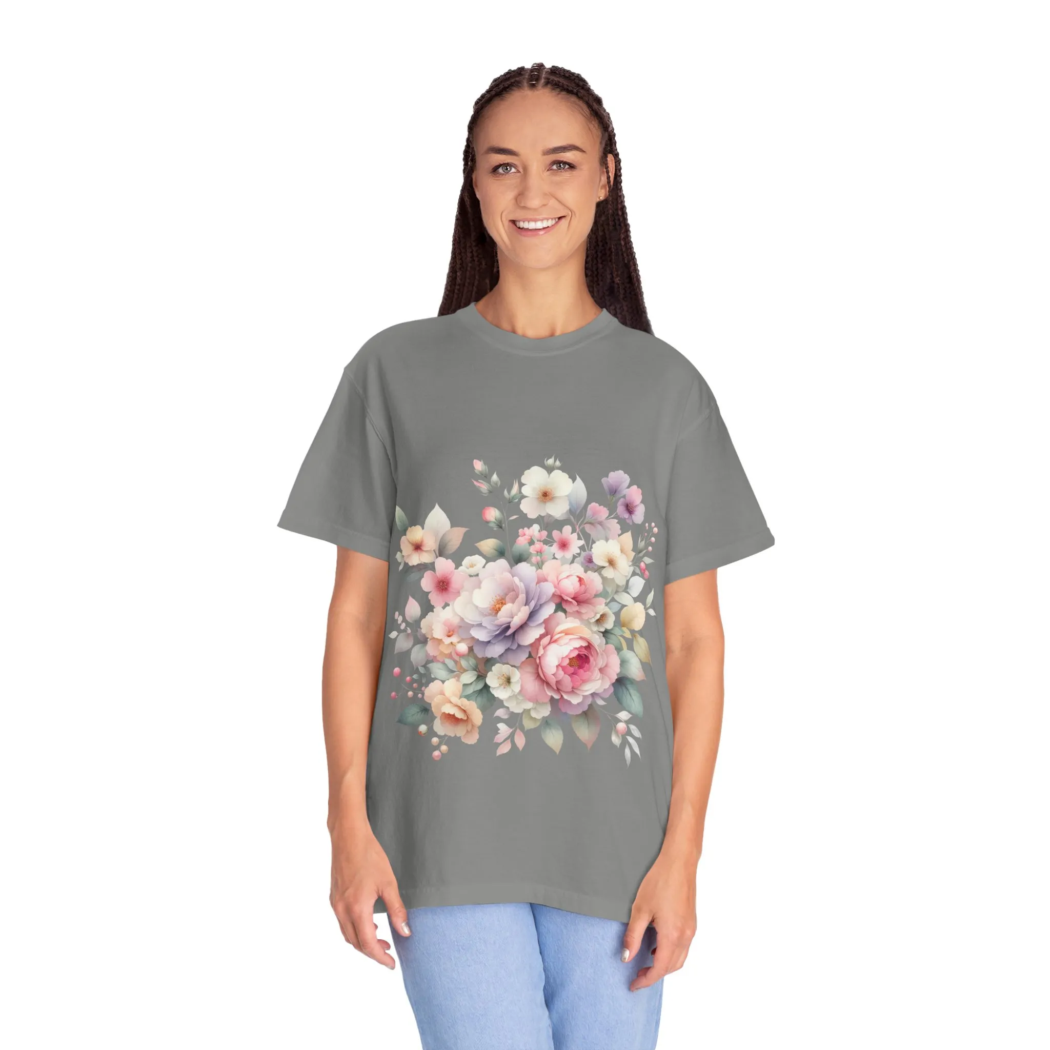 Floral Bliss Women's Garment-Dyed T-Shirt – Perfect for Spring Celebrations and Everyday Wear - Image 39