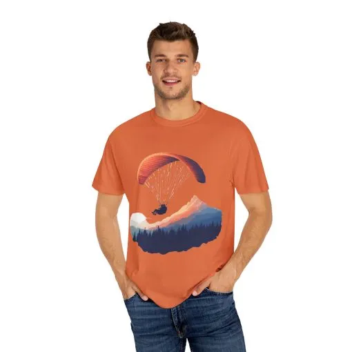 Adventure Awaits Unisex Garment-Dyed T-shirt - Paragliding and Mountain Design - Image 19