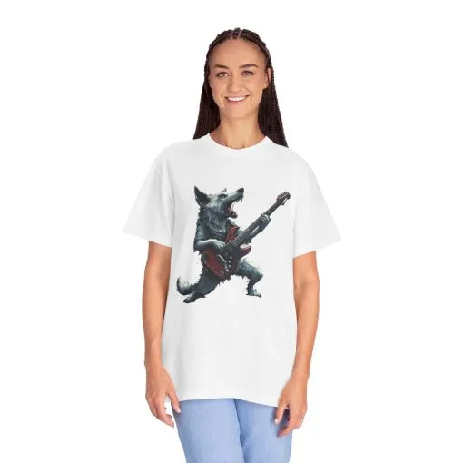 Rocking Wolf Unisex Garment-Dyed T-Shirt - Music Lover's Tee - Image 8
