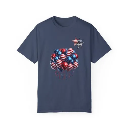 Patriotic Balloon T-Shirt | Unisex Garment-Dyed Tee for Independence Day Celebrations - Image 5