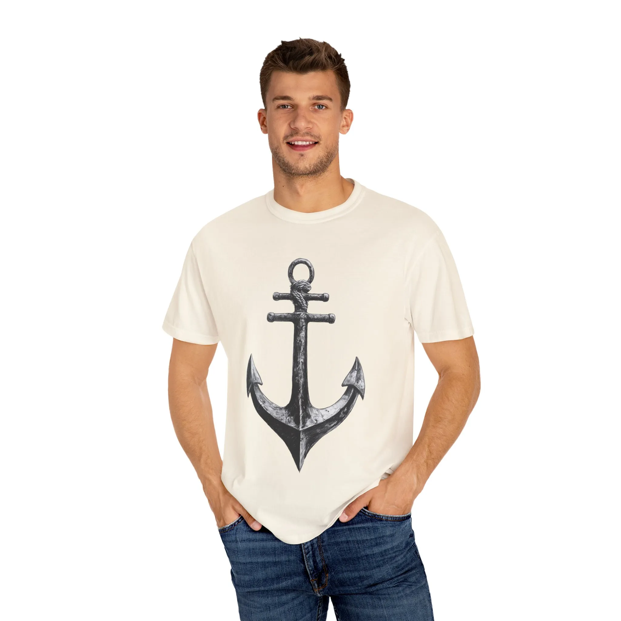 Nautical Anchor Unisex Garment-Dyed T-shirt | Casual Marine Style Wear - Image 7
