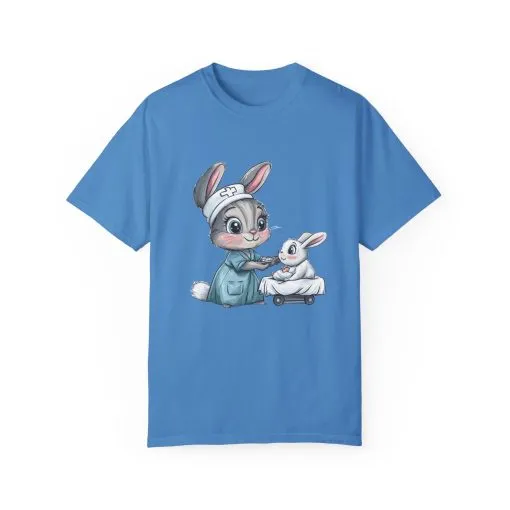 Cute Nurse Bunny Unisex Garment-Dyed T-Shirt - Image 41
