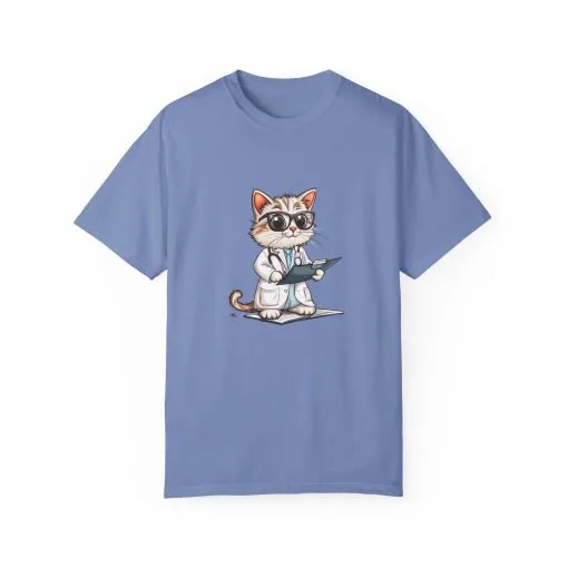 Funny Cat Doctor Unisex Garment-Dyed T-Shirt - Image 40