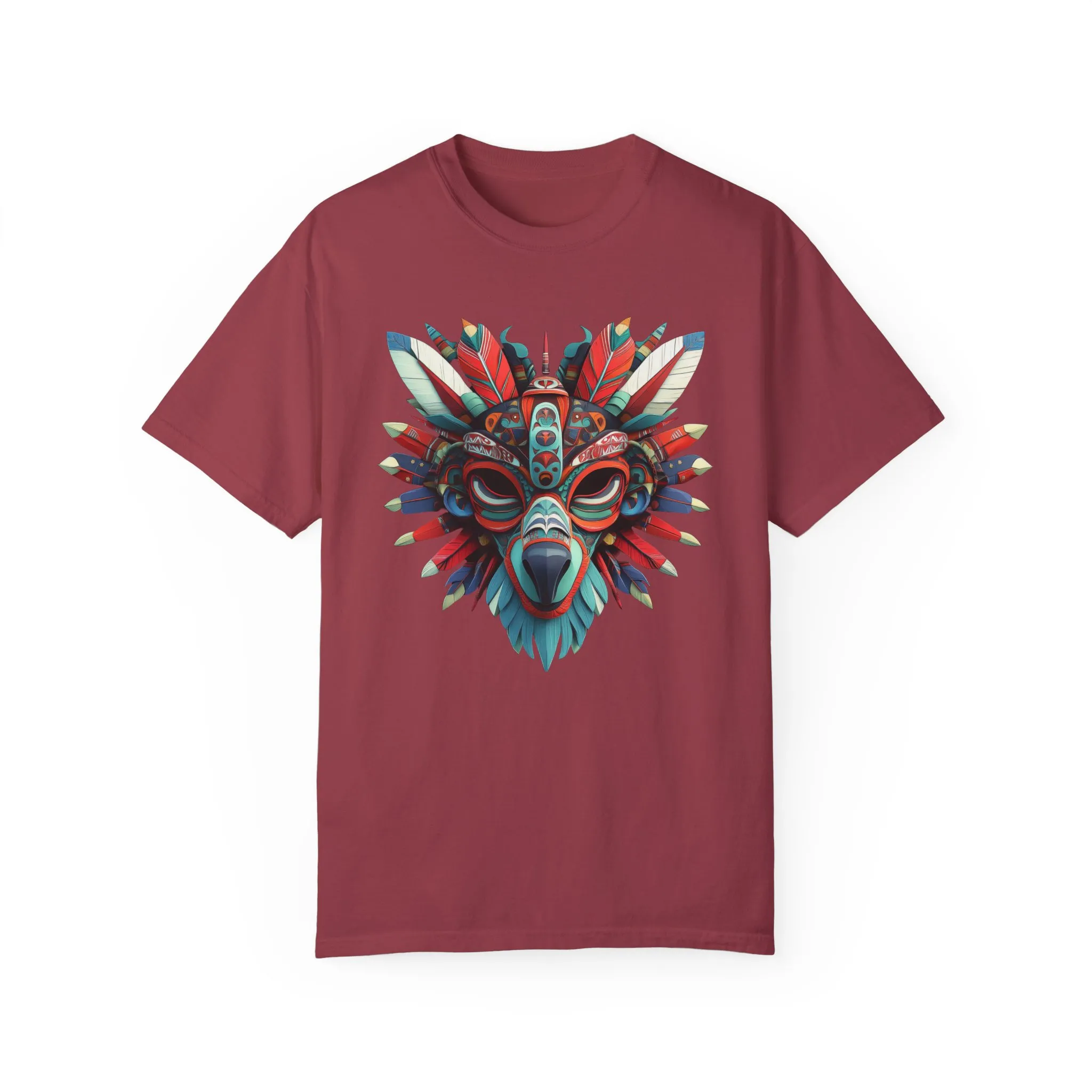 Vibrant Tribal Mask Unisex Garment-Dyed T-Shirt | Unique Festival Fashion - Image 54
