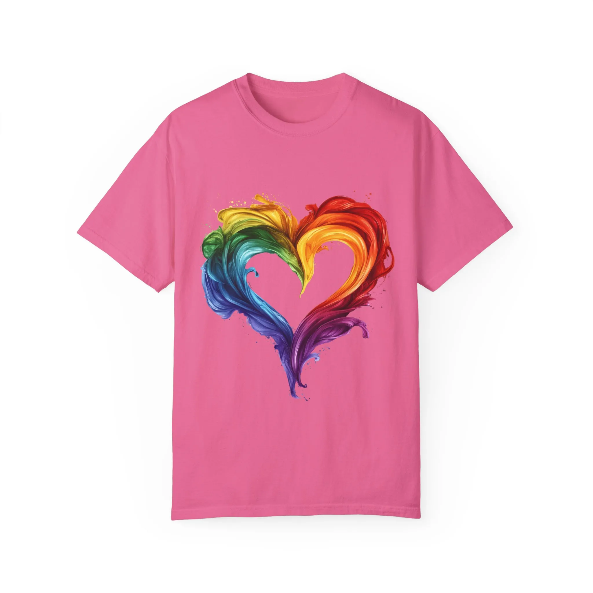 Pride Heart Unisex Garment-Dyed T-shirt - Colorful Rainbow Design for LGBTQ+ Celebration - Image 45
