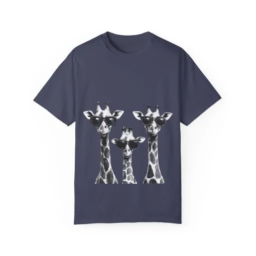 Cool Giraffe Sunglasses Unisex Garment-Dyed T-shirt - Image 29