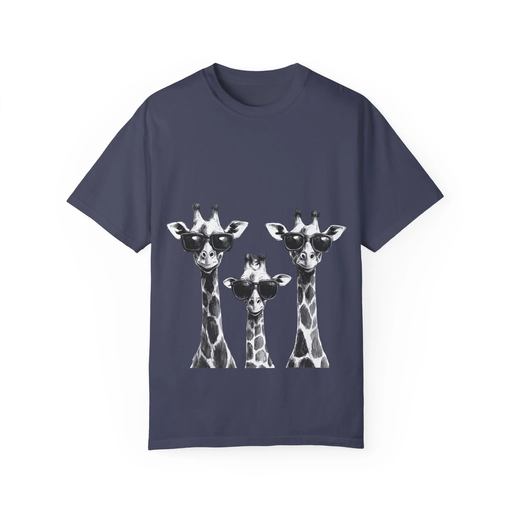 Cool Giraffe Sunglasses Unisex Garment-Dyed T-shirt - Image 29