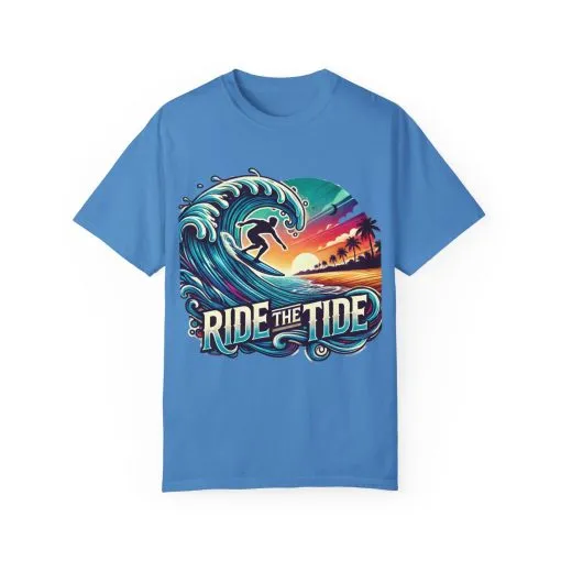 Ride the Tide Unisex Garment-Dyed T-shirt - Surfing Inspired Graphic Tee - Image 25