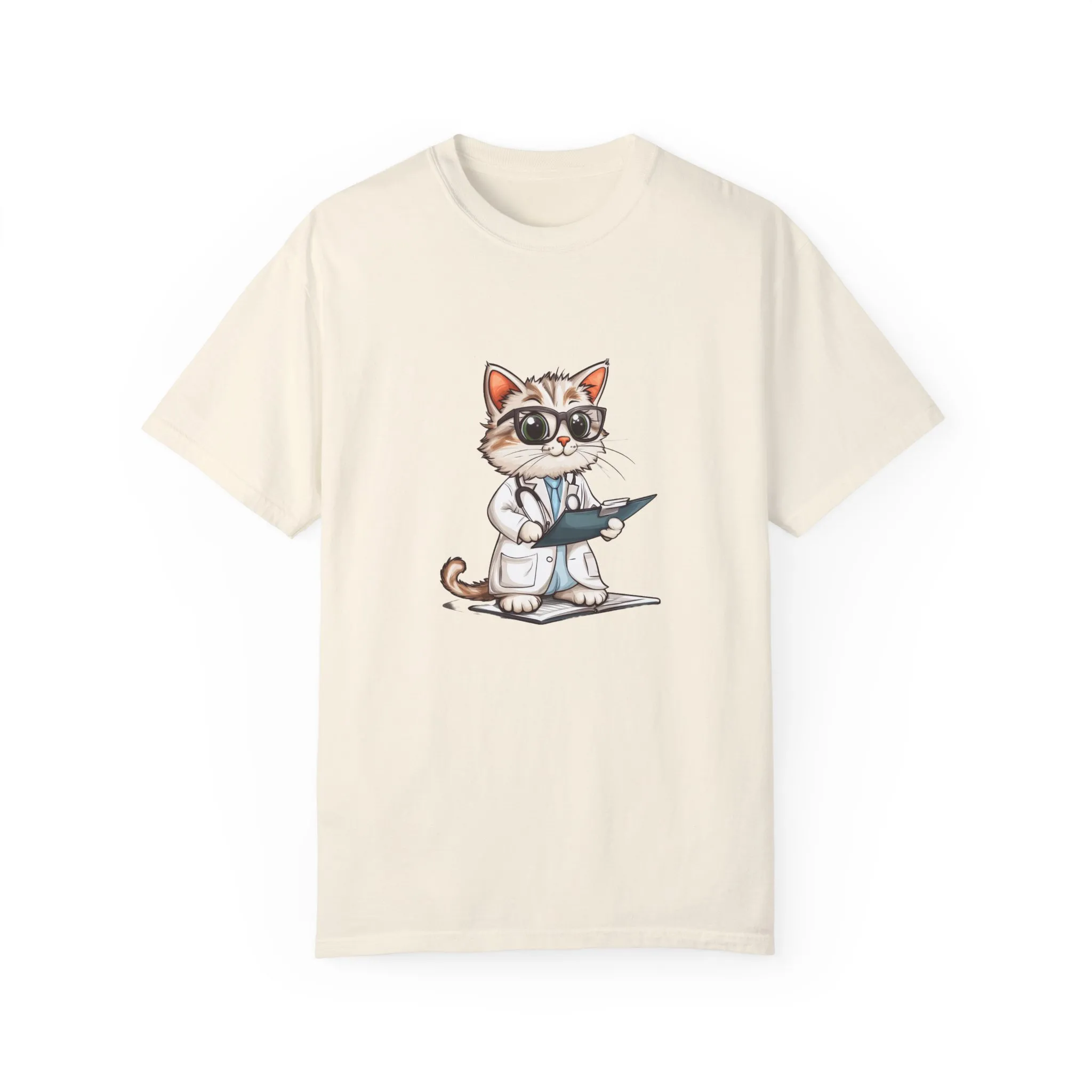 Funny Cat Doctor Unisex Garment-Dyed T-Shirt - Image 13