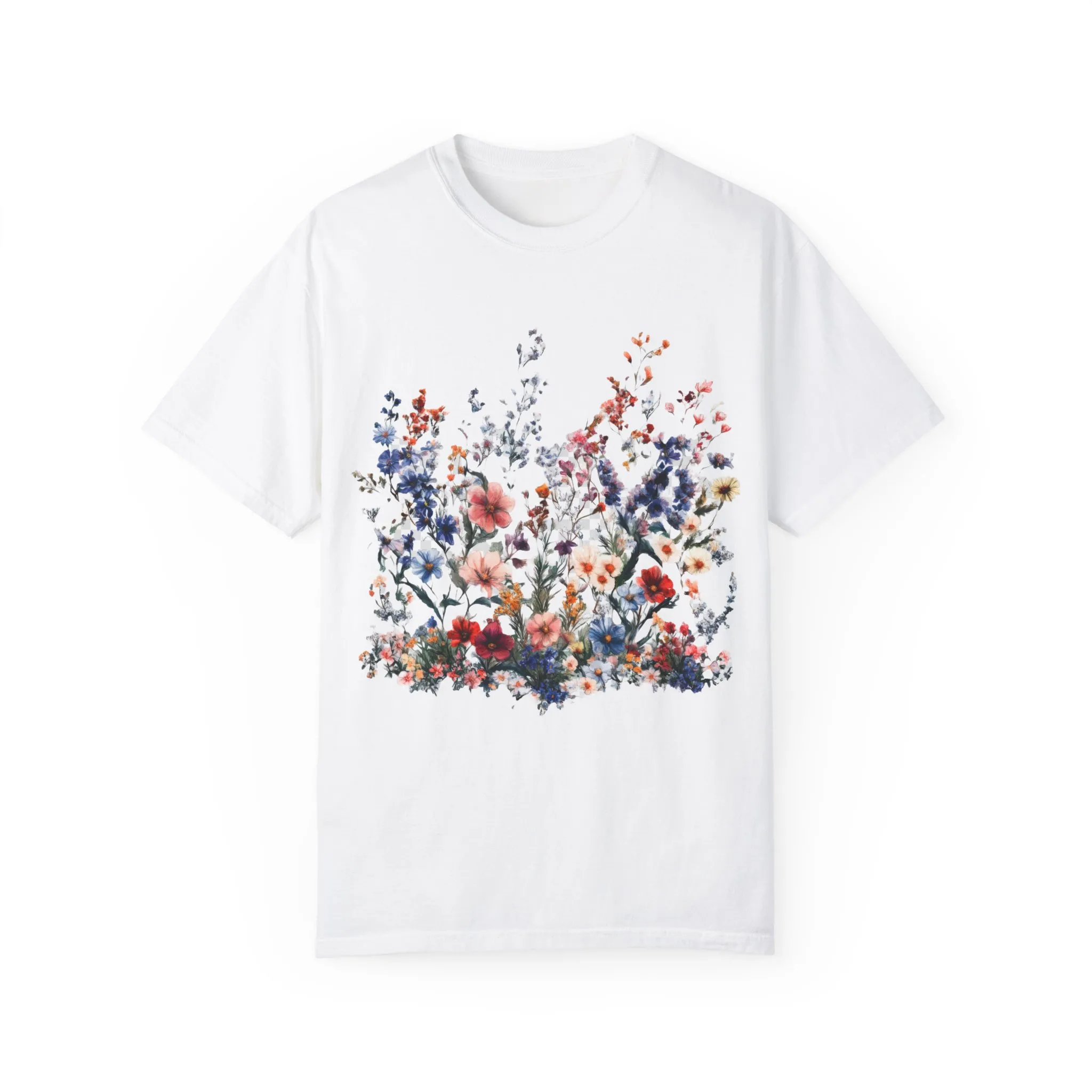 Floral Garden Unisex Garment-Dyed T-Shirt - Nature-Inspired Design - Image 2