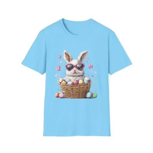 Cute Bunny Easter T-Shirt - Unisex Softstyle Tee with Colorful Egg Design - Image 36