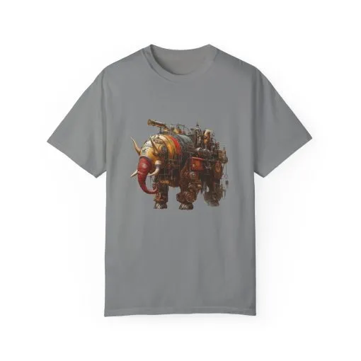 Vintage Steampunk Elephant T-Shirt - Unisex Garment-Dyed Tee - Image 21