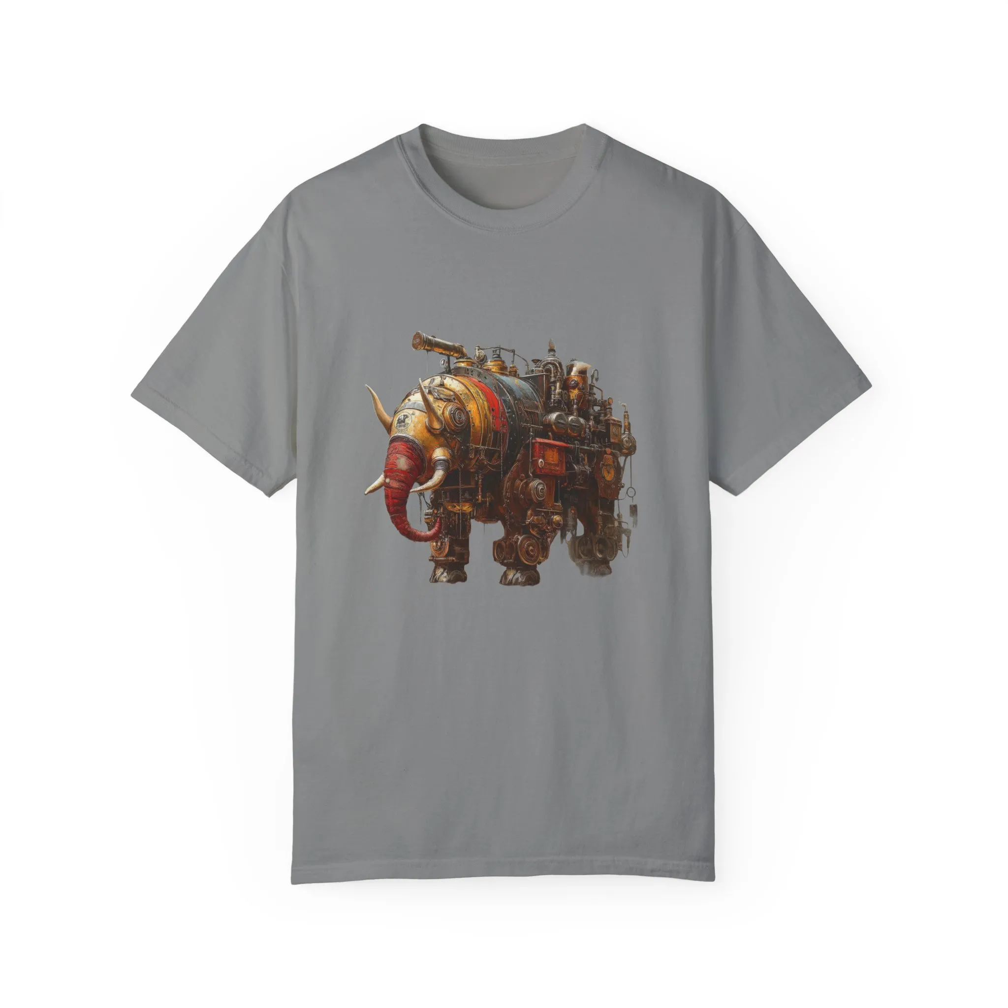 Vintage Steampunk Elephant T-Shirt - Unisex Garment-Dyed Tee - Image 21