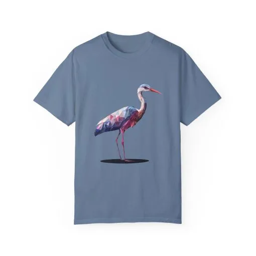 Geo Crane Unisex Garment-Dyed T-Shirt – Stylish Bird Graphic Tee for Nature Lovers - Image 26