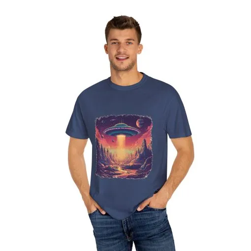 Galactic Adventure Unisex T-Shirt - UFO and Cosmic Landscape Design - Image 23