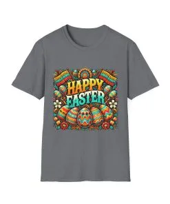 Happy Easter Unisex Softstyle T-Shirt - Colorful Easter Egg Design