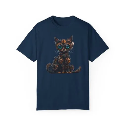 Steampunk Cat Unisex Garment-Dyed T-Shirt - Image 33