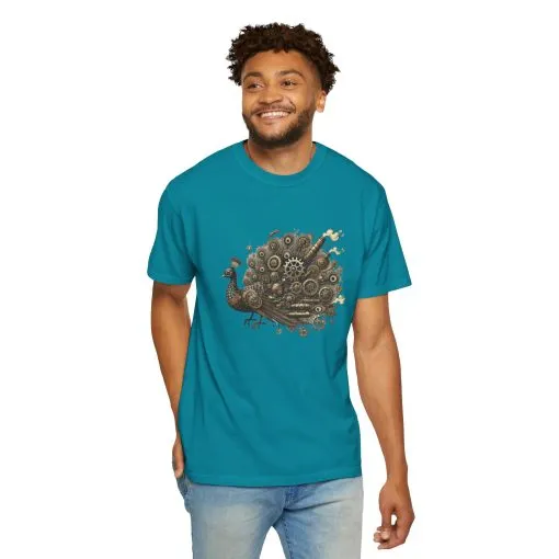 Steampunk Peacock Unisex Garment-Dyed T-Shirt - Image 28