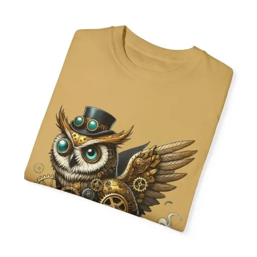 Steampunk Owl Unisex Garment-Dyed T-Shirt - Image 2