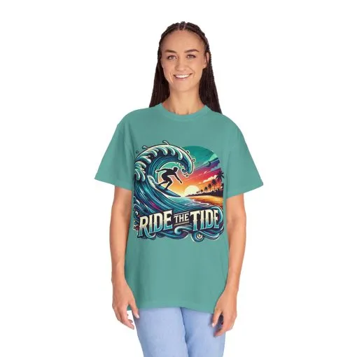 Ride the Tide Unisex Garment-Dyed T-shirt - Surfing Inspired Graphic Tee - Image 16