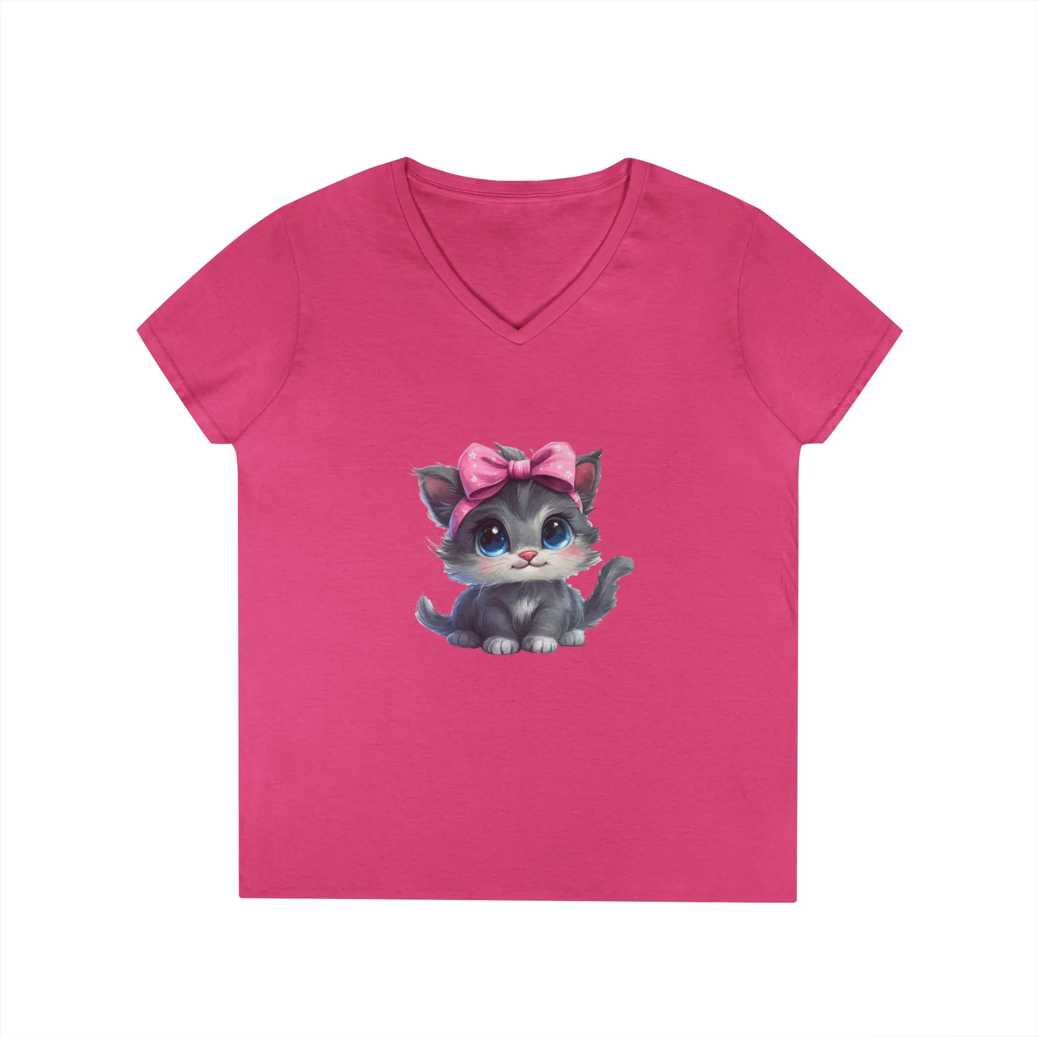 Cute Cat V-Neck T-Shirt for Animal Lovers - Image 9